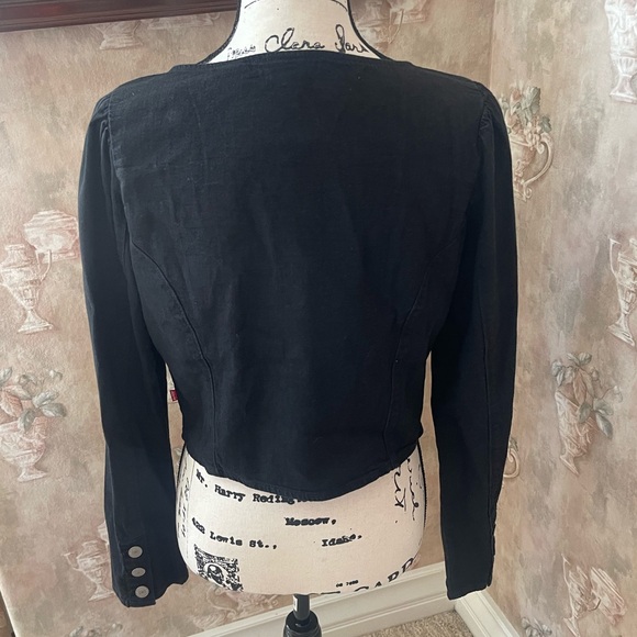 LEVIS DARYN CORSET STYLE DENIM TOP LARGE BLACK - Picture 7 of 8